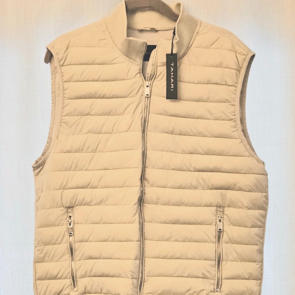 NWT Tahari Unisex Puffer Vest Cement Color Size Large